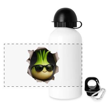 Oignons verts - Gourde panoramique avec couvercle 500 ml - blanc - Devant