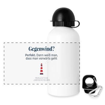 Vent? Parfait – Passons à l’autre ! - Gourde panoramique avec couvercle 500 ml - blanc - Devant