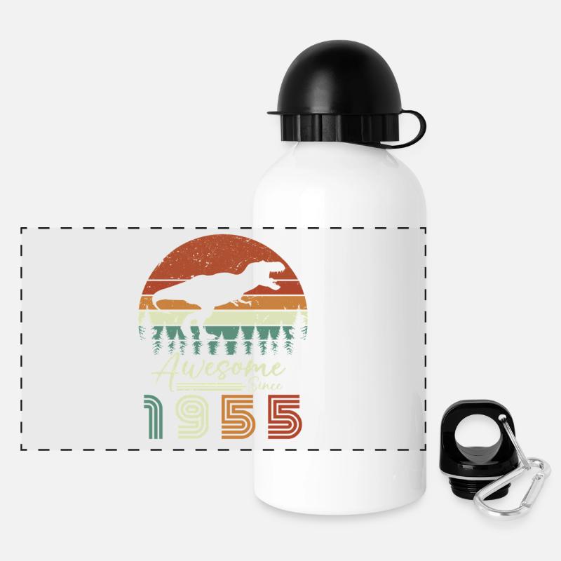 awsome_since_dinaseur_1955 - Panorama Trinkflasche mit Deckel 500 ml - Weiß