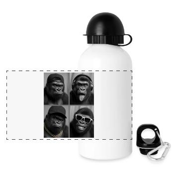 Gorilla - Panorama Trinkflasche mit Deckel 500 ml - Weiß - Vorne