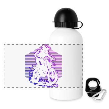 Conception compacte du motocross - Gourde panoramique avec couvercle 500 ml - blanc - Devant