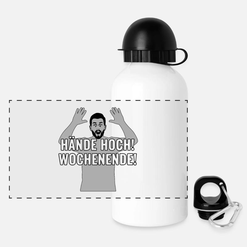 Hands up, weekend - Panoramic Thermal Bottle with Lid 500 ml - white