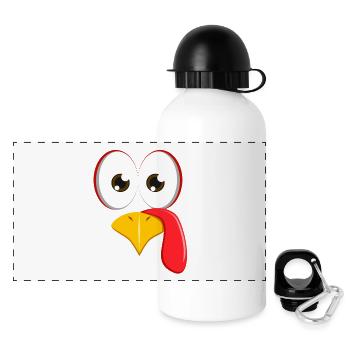 Cute Cartoon Turkey Face Funny Thanksgiving Holida - Panoramic Thermal Bottle with Lid 500 ml - white - Front
