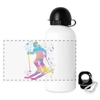 Alpine skiing Winter sports Nordic skiing - Panoramic Thermal Bottle with Lid 500 ml - white - Front