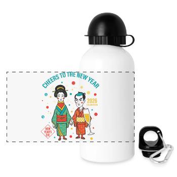 Cheers To The New Year 2026 Celebration Design - Panoramic Thermal Bottle with Lid 500 ml - white - Front