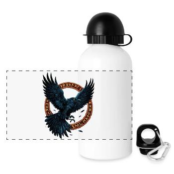 Runes de corbeau viking, chemise nordique - Gourde panoramique avec couvercle 500 ml - blanc - Devant