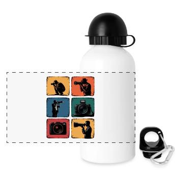 Retro Fotografie Kamera Fotograf Motiv - Panorama Trinkflasche mit Deckel 500 ml - Weiß - Vorne
