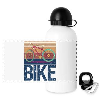 Vélo rétro vintage - Gourde panoramique avec couvercle 500 ml - blanc - Devant
