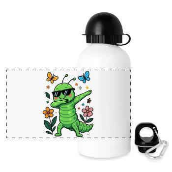 Raupe Schmetterling - Panorama Trinkflasche mit Deckel 500 ml - Weiß - Vorne