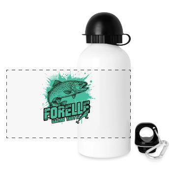 Forelle – Schönheit am Haken - Panorama Trinkflasche mit Deckel 500 ml - Weiß - Vorne