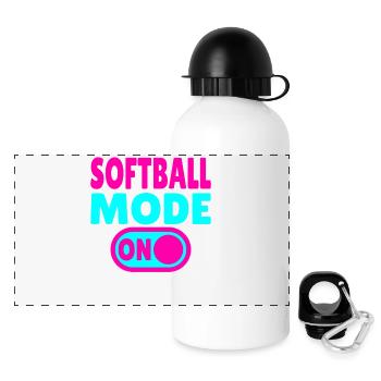 Softball Mode ON  - Panorama Trinkflasche mit Deckel 500 ml - Weiß - Vorne