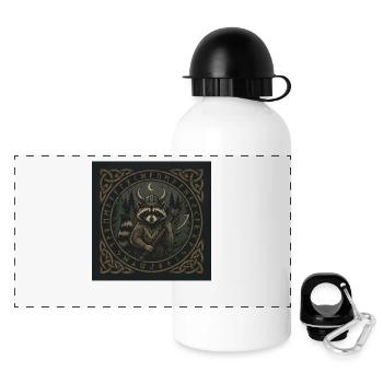 Wikinger Waschbär Krieger Mit Axt Runen - Panorama Trinkflasche mit Deckel 500 ml - Weiß - Vorne