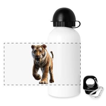 Säbelzahntiger Smilodon Raubkatze Säbelzahn Tiger - Panorama Trinkflasche mit Deckel 500 ml - Weiß - Vorne