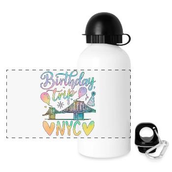 NYC Birthday Trip - Panorama Trinkflasche mit Deckel 500 ml - Weiß - Vorne