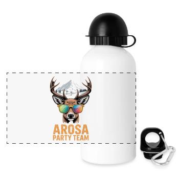 Arosa Party Team Après Ski - Panorama Trinkflasche mit Deckel 500 ml - Weiß - Vorne