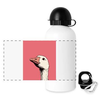 Judgmental Goose Illustration – Funny Animal Art D - Panorama Trinkflasche mit Deckel 500 ml - Weiß - Vorne