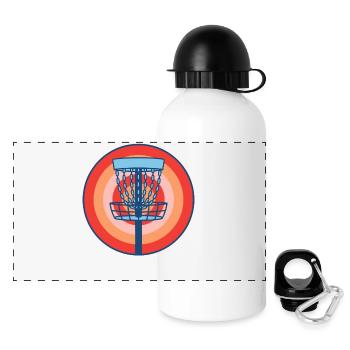 Disc Golf Basket Retro fliegende Discgolf-Szene - Panorama Trinkflasche mit Deckel 500 ml - Weiß - Vorne