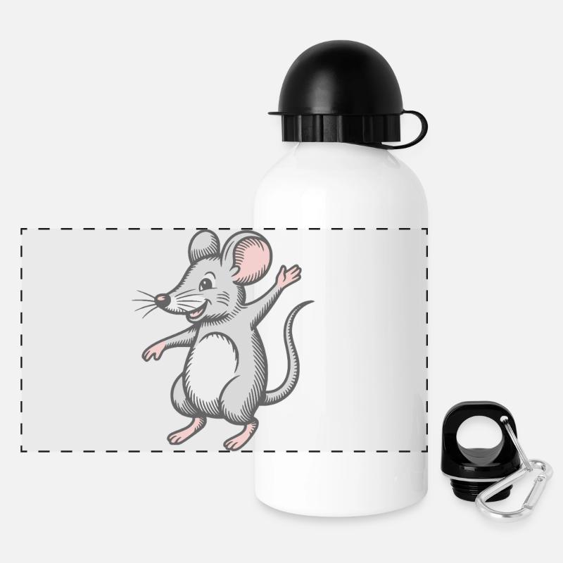 Happy mouse dancing laughing dancing laughing happy - Panoramic Thermal Bottle with Lid 500 ml - white