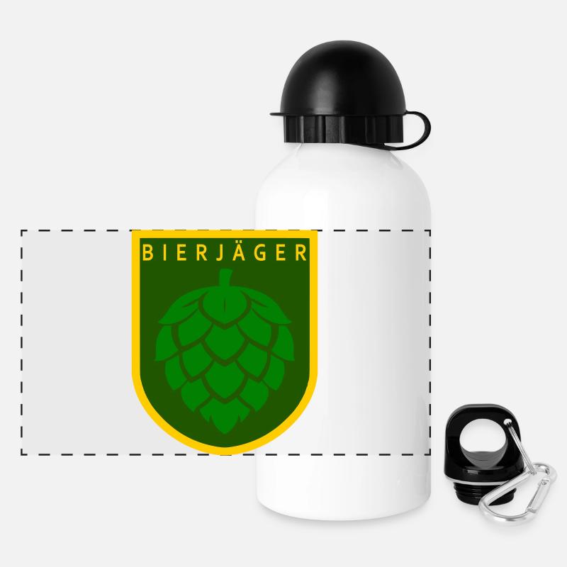 Bierjäger - Panorama Trinkflasche mit Deckel 500 ml - Weiß