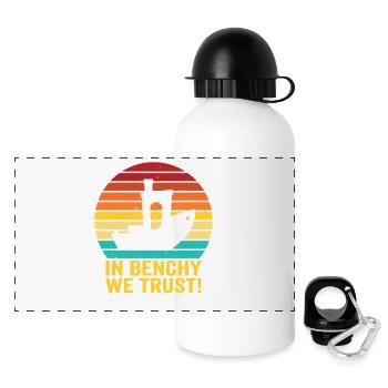 In Benchy We Trust – Retro 3D Printing Design - Panoramic Thermal Bottle with Lid 500 ml - white - Front