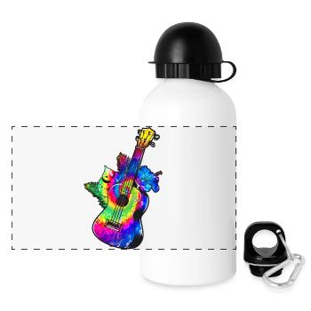 Hawaiian Ukulele Uke Tie Dye - Panoramic Thermal Bottle with Lid 500 ml - white - Front