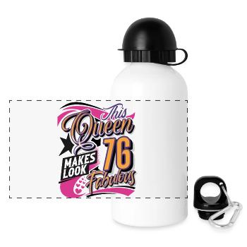 76. Geburtstag Queen - Panorama Trinkflasche mit Deckel 500 ml - Weiß - Vorne