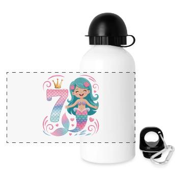 Meerjungfrau 7. Geburtstag 7 Jahre - Panorama Trinkflasche mit Deckel 500 ml - Weiß - Vorne
