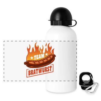 Team Bratwurst | Grillen Flammen Party - Panorama Trinkflasche mit Deckel 500 ml - Weiß - Vorne