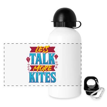 Drachen Drachensteigen Less Talk More Kites - Panorama Trinkflasche mit Deckel 500 ml - Weiß - Vorne