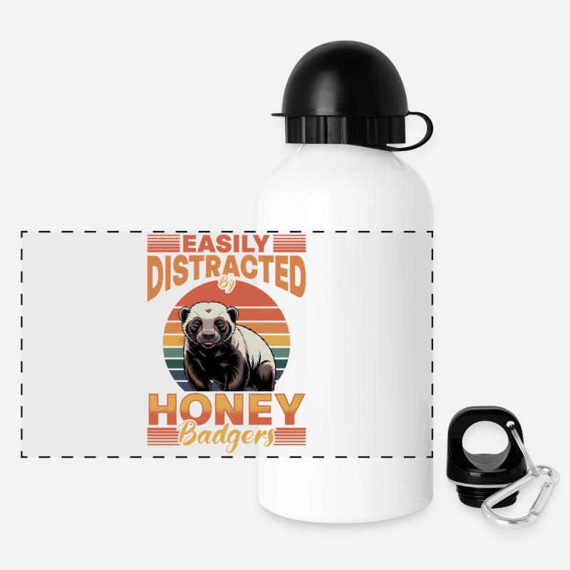 Funny Honey Badger - Panoramic Thermal Bottle with Lid 500 ml - white