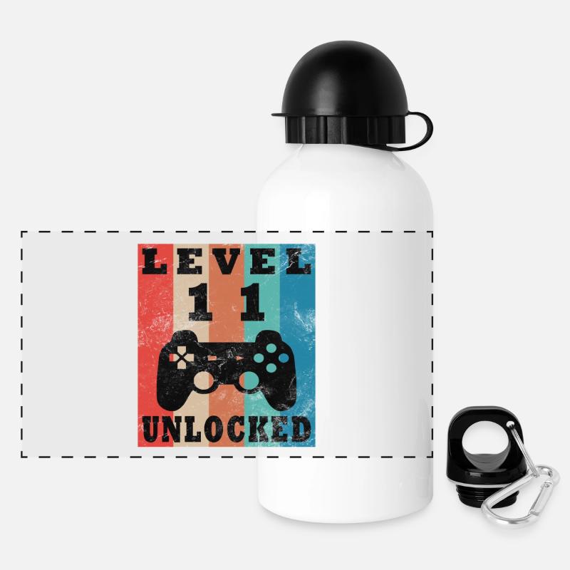 Level 11 Freigeschaltet Controller - Panorama Trinkflasche mit Deckel 500 ml - Weiß