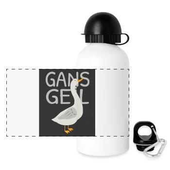 Gans geil – Witziges Tier Spruch Design - Panorama Trinkflasche mit Deckel 500 ml - Weiß - Vorne