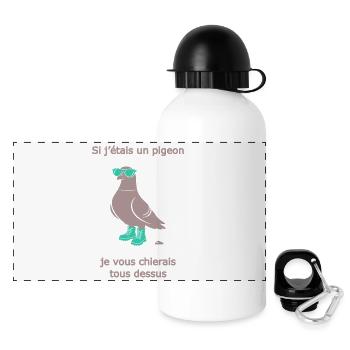 Pigeon Provocateur Bottes Turquoise Humour - Gourde panoramique avec couvercle 500 ml - blanc - Devant