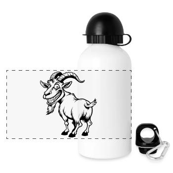 Grinsende Bergziege Illustration - Panorama Trinkflasche mit Deckel 500 ml - Weiß - Vorne