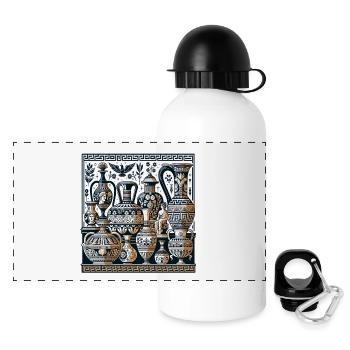 Ornements anciens de vases motifs grecs - Gourde panoramique avec couvercle 500 ml - blanc - Devant