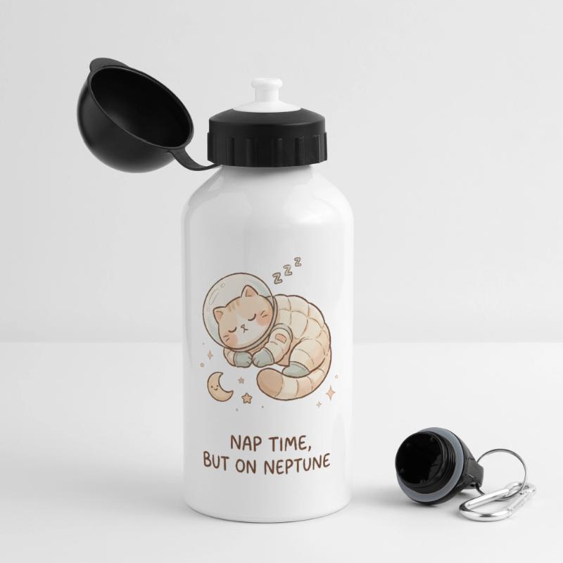 Nap Neptune | Chat de l’espace mignon Gourde panoramique avec couvercle 500 ml