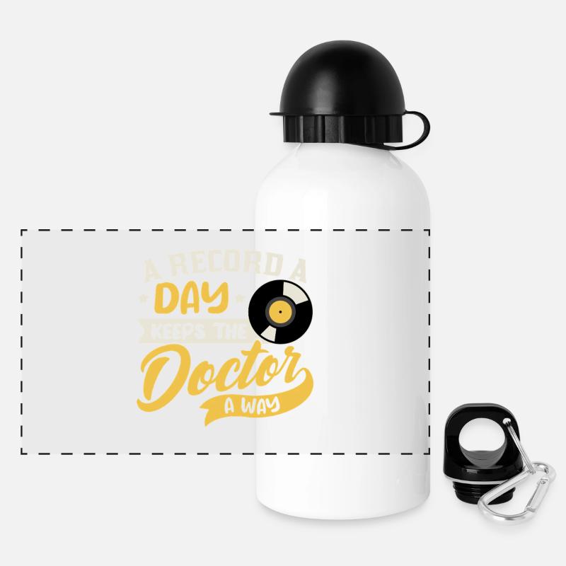 A Record a Day Keeps Doctor Away Design - Panoramic Thermal Bottle with Lid 500 ml - white