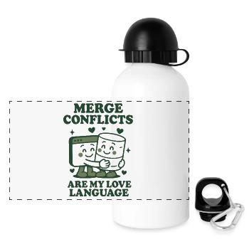 Merge Conflicts Are My Love Language | Git - Panoramic Thermal Bottle with Lid 500 ml - white - Front