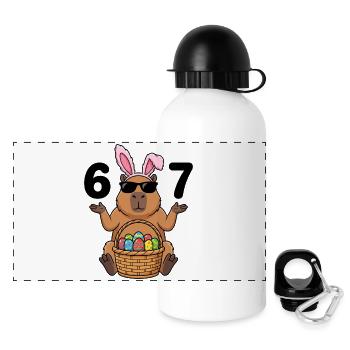 capybara Easter humor 6 7 - Panoramic Thermal Bottle with Lid 500 ml - white - Front
