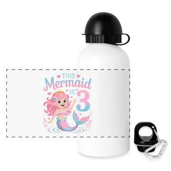 Meerjungfrau 3. Geburtstag 3 Jahre - Panorama Trinkflasche mit Deckel 500 ml - Weiß - Vorne