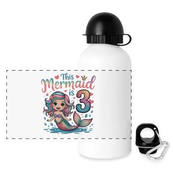 Meerjungfrau 3. Geburtstag 3 Jahre - Panorama Trinkflasche mit Deckel 500 ml - Weiß - Vorne