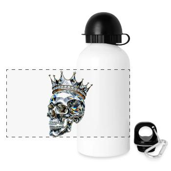 Crystal Skull King Diamond Crown - Panorama Trinkflasche mit Deckel 500 ml - Weiß - Vorne
