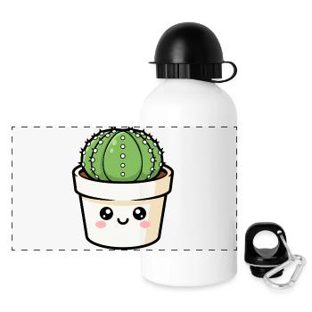 Kawaii Cactus in Pot - Panoramic Thermal Bottle with Lid 500 ml - white - Front