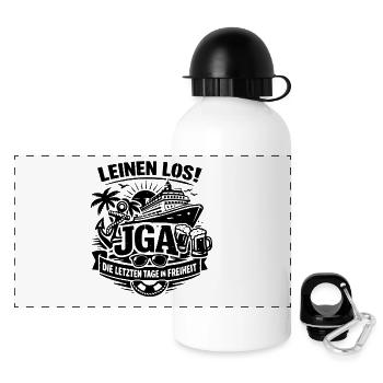 Leinen Los! JGA auf hoher See - Panorama Trinkflasche mit Deckel 500 ml - Weiß - Vorne