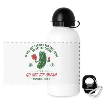 Pickleball-Lustiger Spieler Hol Sahne - Panorama Trinkflasche mit Deckel 500 ml - Weiß - Vorne