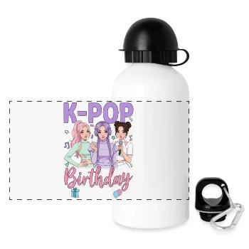 K Pop Birthday Squad - Panorama Trinkflasche mit Deckel 500 ml - Weiß - Vorne