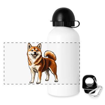 Shiba Inu Lächelnd - Panorama Trinkflasche mit Deckel 500 ml - Weiß - Vorne