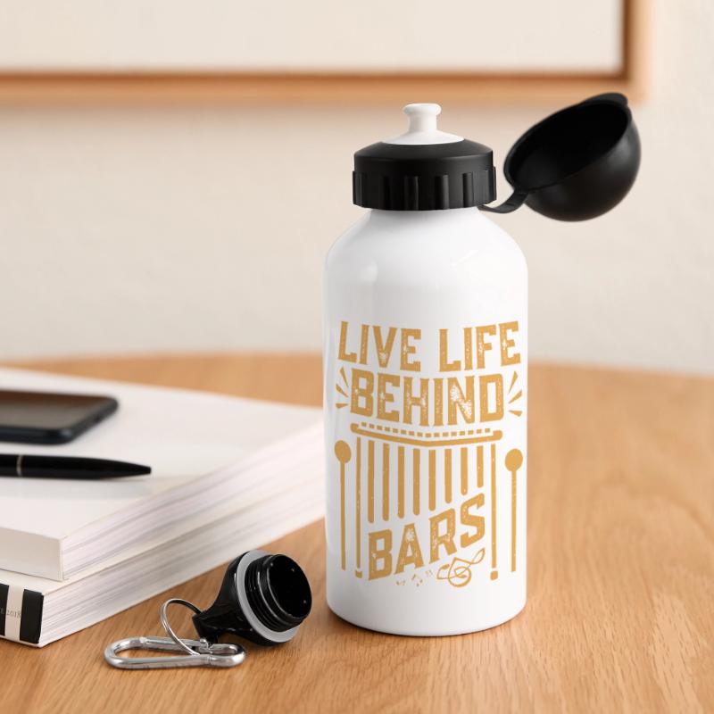 Marimbist Leben hinter Gittern Percussion Pit Panorama Trinkflasche mit Deckel 500 ml