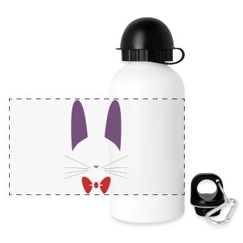Cute black Jiji cat with red bow tie - Panoramic Thermal Bottle with Lid 500 ml - white - Front
