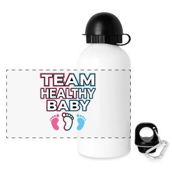 Team Healthy Baby Fußabdruck Design - Panorama Trinkflasche mit Deckel 500 ml - Weiß - Vorne
